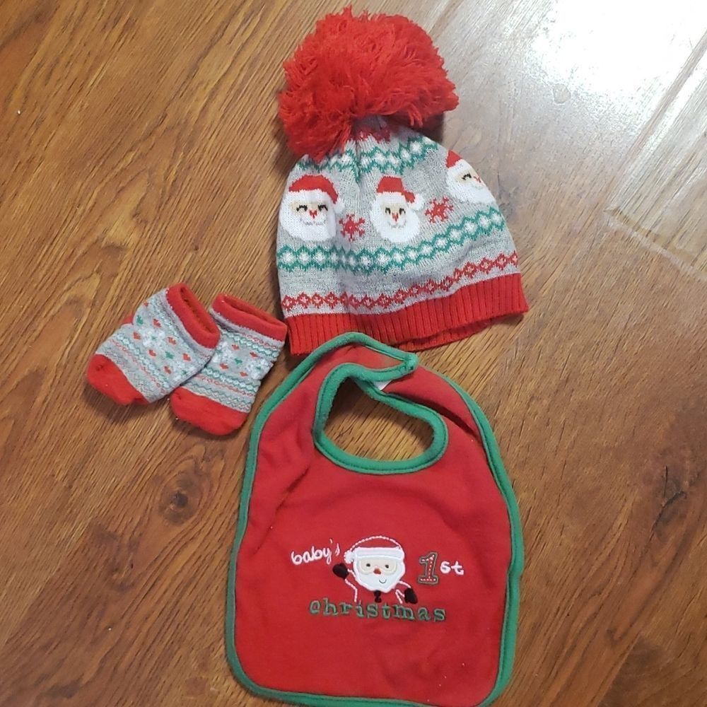 Infant Santa Winter Pom-Pom Hat Set